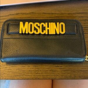 Moschino Black Leather Wallet with Logo